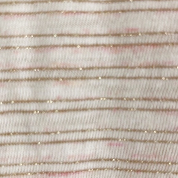 Liz Claiborne Cream Metallic Striped Tie Cuff Sleeves Pullover Top Medium - Picture 7 of 8